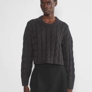 Aritzia Babaton 100% Wool Cropped Cable Knit Sweater